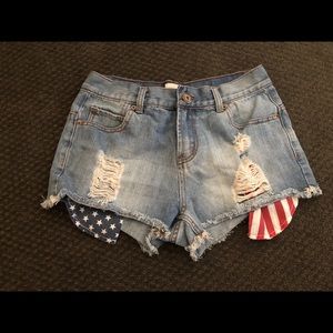 American flag denim shorts